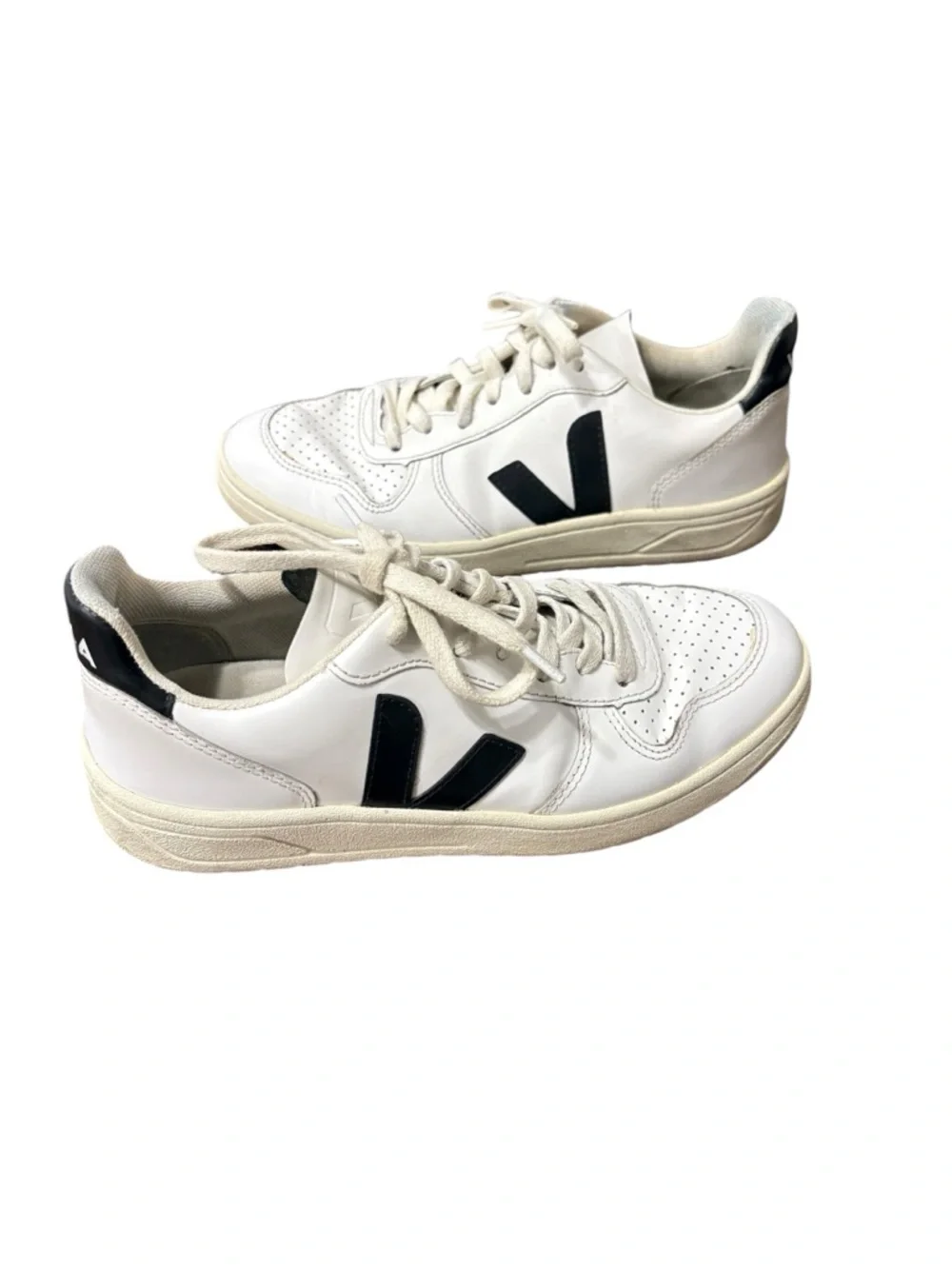 Veja V-10 Leather Sneaker White Black Women's Size 7 US/38 EU Casual Shoes - Picture 9 of 9
